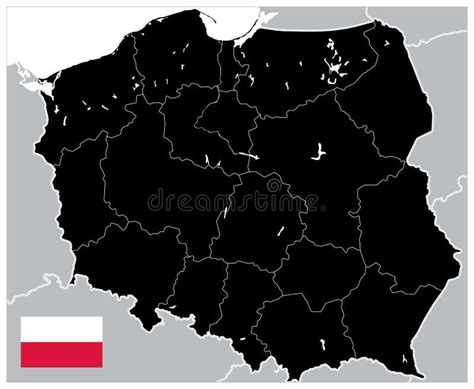 Czarna mapa Polska ilustracja wektor Ilustracja złożonej z mapa