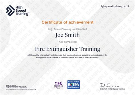 Fire Extinguisher Certificate Template