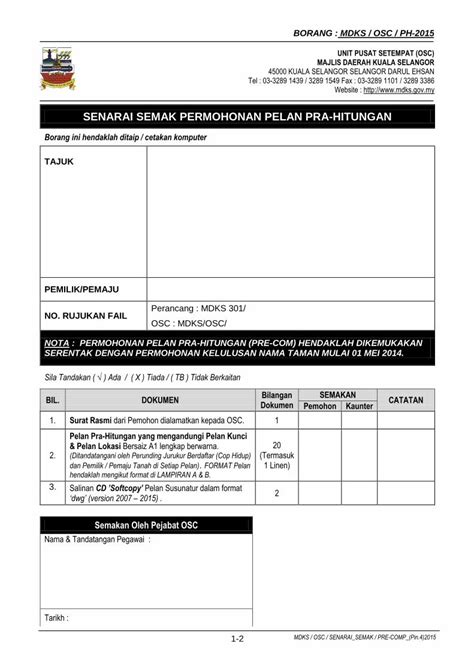 PDF SENARAI SEMAK PERMOHONAN PELAN PRA HITUNGANmdks Gov My Sites