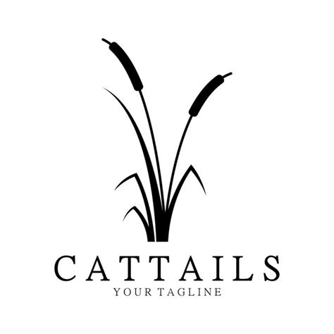 Premium Vector Cattails Or River Reed Grass Plant Logo Design Aquatic Plants Swamp Wild Grass