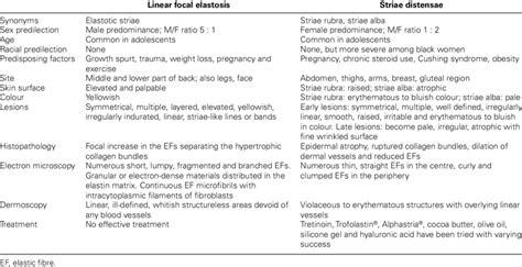 Difference Between Linear Focal Elastosis And Striae Distensae