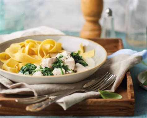 Hähnchen Spinat Ragout mit Bandnudeln Monsieur Cuisine Rezept