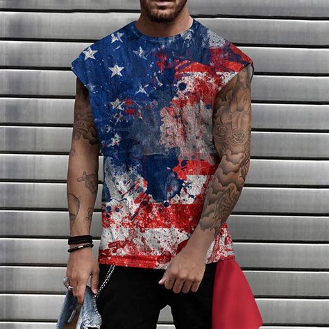 Uocefik Th Of July T Shirt For Mens Summer Crew Neck Independence Day