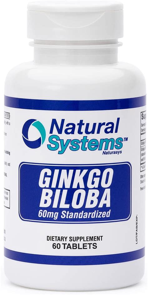 Ginkgo Biloba 60 Mg By Natural Systems 60 Tablets Gingko Biloba Powder Brain