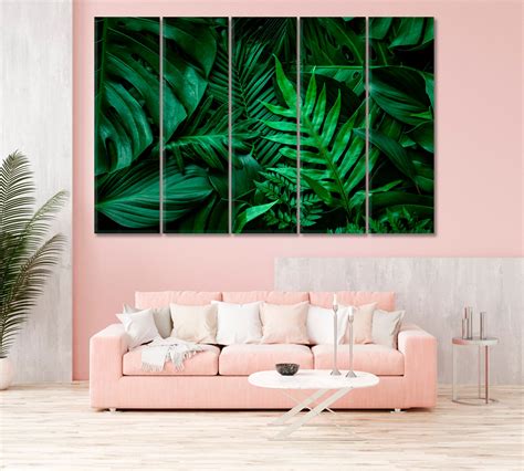 Bright Green Leaves Wall Art Decor Print Botanical Canvas For Etsy