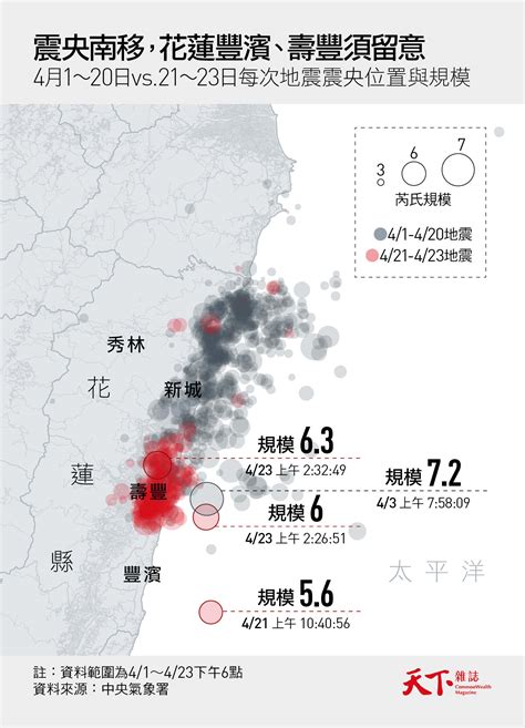 花蓮地震圖解》震央南移、深度極淺層 餘震還會持續半年，哪裡要警戒？｜天下雜誌