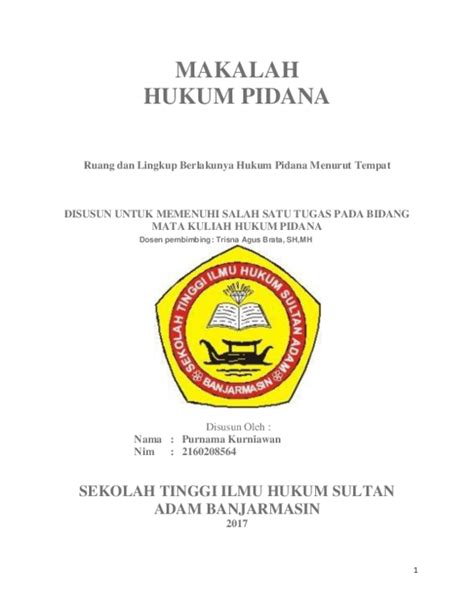 Contoh Makalah Hukum Pidana Di Indonesia Laporan Ku