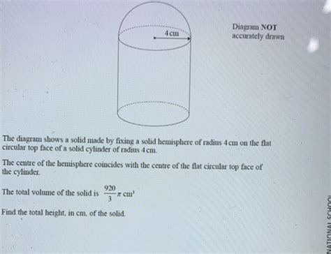 Solved Diagram Not Accurately Drawn The Diagram Shows A Solid Made By