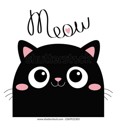 Black Cat Head Silhouette Cute Cartoon Stock Vector (Royalty Free ...