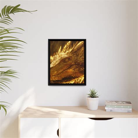 Gold Dragon Wall Art Golden Scales Home Decor Fantasy Digital