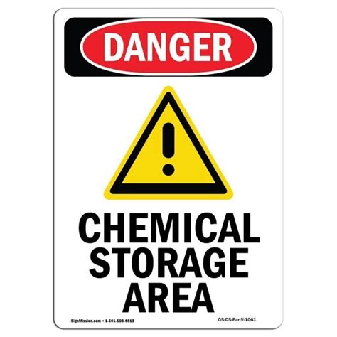 Signmission Safety Sign Osha Danger 24 Height Aluminum Chemical