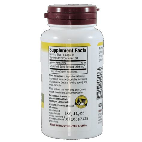 Nutribiotic Grapefruit Seed Extract (GSE) 250 mg - 60 Capsules | RIH ...