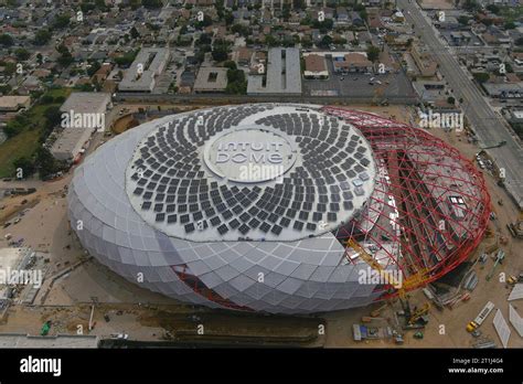 A general overall aerial view of the Intuit Dome construction site ...