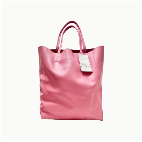 Bolsa Zara Cor Rosa De M O Ombro Tamanho Grande Couro Vaca Bolsa