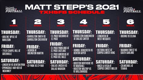 Matt Stepp's 2021 Texas High School Football Schedule