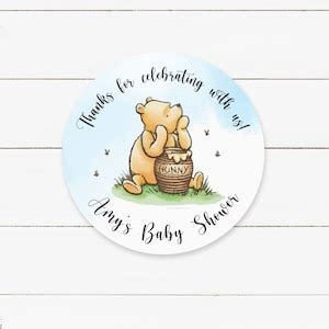 Pooh Baby Shower Stickers Personalized Winnie The Pooh Baby Etsy