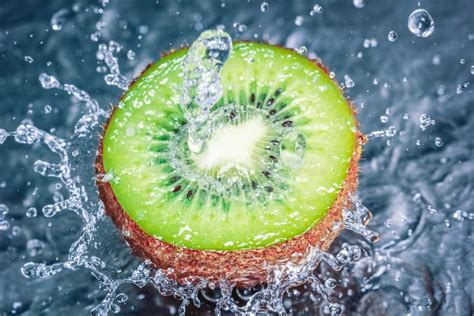 Kiwi Fruit Water Splash Concept Of Fresh Tasty Healthy Fruit Water