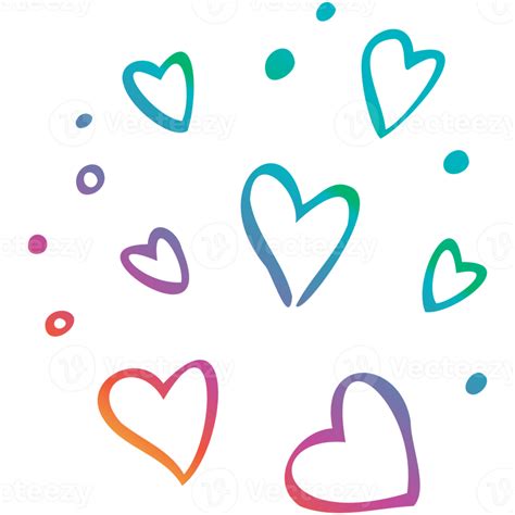 Rainbow Simple Doodle Heart Transparent Png Clipart For Design