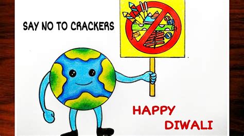 Diwali Poster Drawingsay No To Crackers Poster Drawingsave Earth