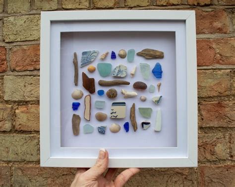 Sea Glass Sea Shell Shadow Box Handmade Decor Unique Decor Shadow Box Unique Shadow Box Nautical