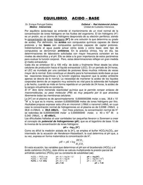 Introducción Al Equilibrio ácido Base Pdf