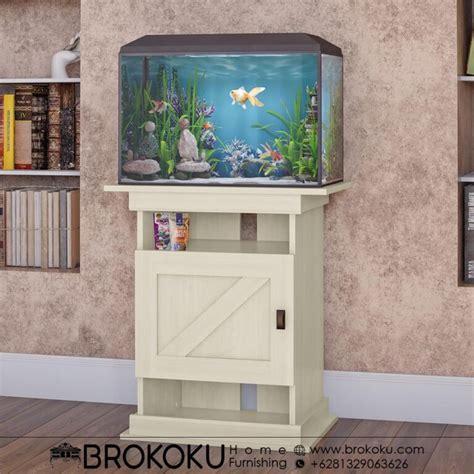 Jual Bufet Aquarium Kayu Jati 4 Pintu Jalusi Kanopi BHF 65 Brokoku