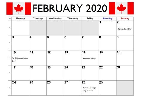 February 2020 Canada Holidays Calendar | Holiday calendar, Monthly ...