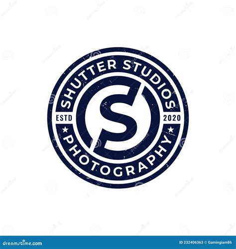 Letter S Shutter Studios Badges Logo Design Cartoon Vector