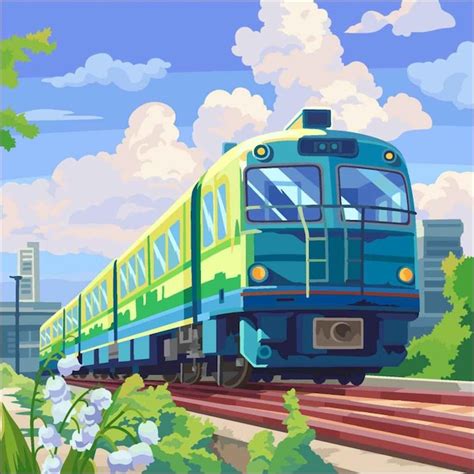 Una pintura de un tren con la palabra eléctrico en el frente Vector