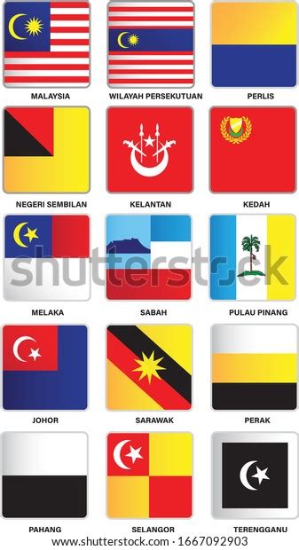 Set Icons 15 Flags Malaysian States เวกเตอร์สต็อก ปลอดค่าลิขสิทธิ์ 1667092903 Shutterstock