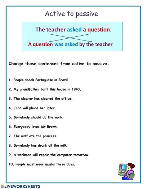 Active Passive Voice Worksheet For 5th 8th Grade Lesson Planet Worksheets Library