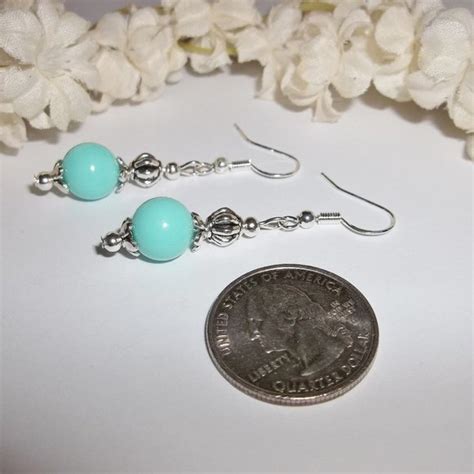 Wvluckygirl Jewelry Turquoise Blue Silver Beaded Earring Set