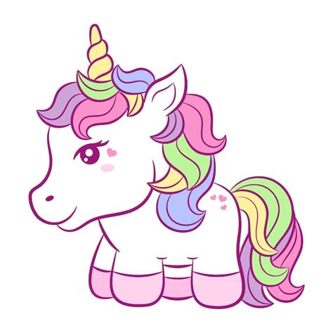 Premium Vector | Unicorn cute drawing sticker with rainbow colors