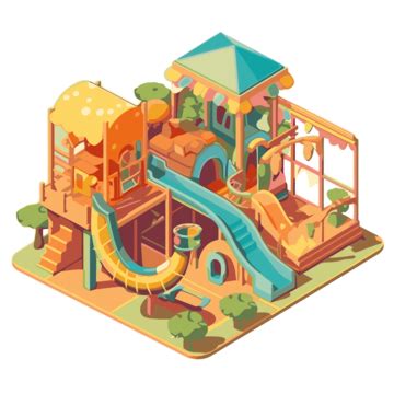 Indoor Playground Vector, Sticker Clipart Isometric Playground Complex ...