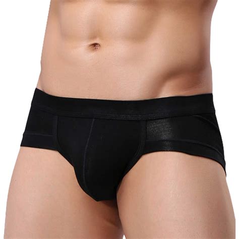 Spandex Underwear For Men Black Mens Solid Color U Shaped Low Waist