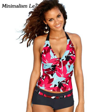 Minimalism Le New Sexy Bikini Bandage Women Swimwear Deep V Tankini Sets Plus Size Swimsuit