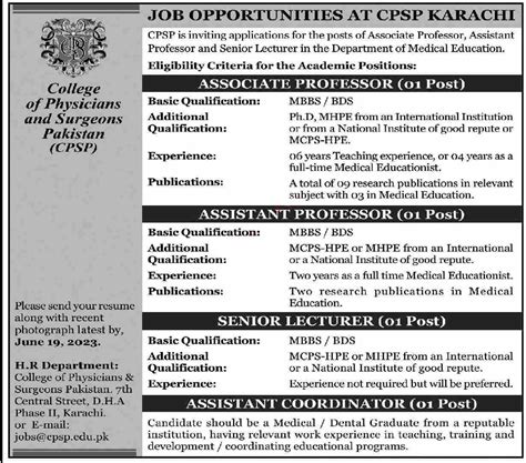 New Vacancies At Cpsp Karachi Latest Jobs In Pakistan