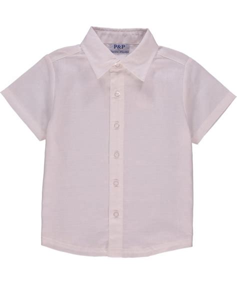 Baby Boy Spring Short Sleeve Button Up Classic Cream Dress Shirt 6