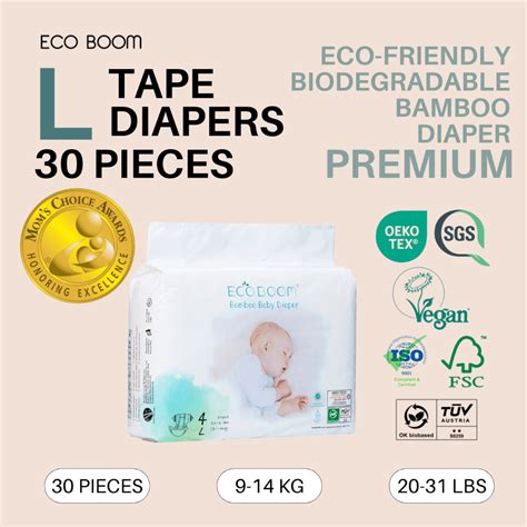 Eco Boom Large Premium Tape Biodegradable Bamboo Tape Diapers Pcs