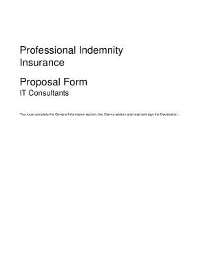 Fillable Online Professional Indemnity Insurance Fillable Proposal