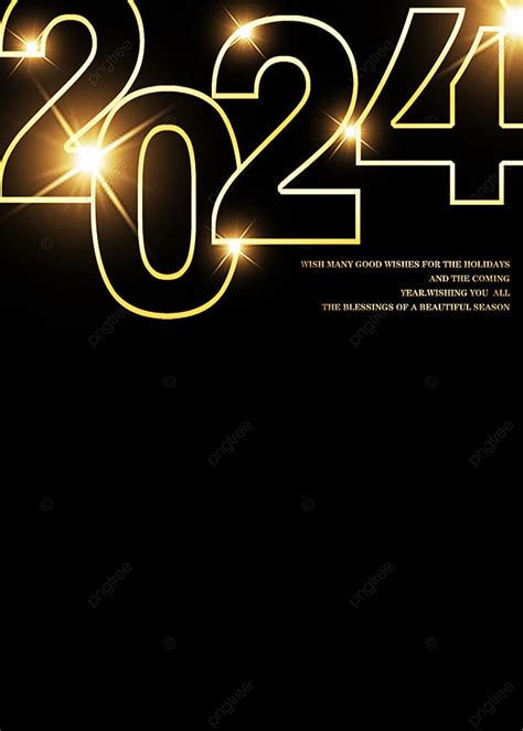 New Year 2024 Golden Lettering Black Background Wallpaper Image For