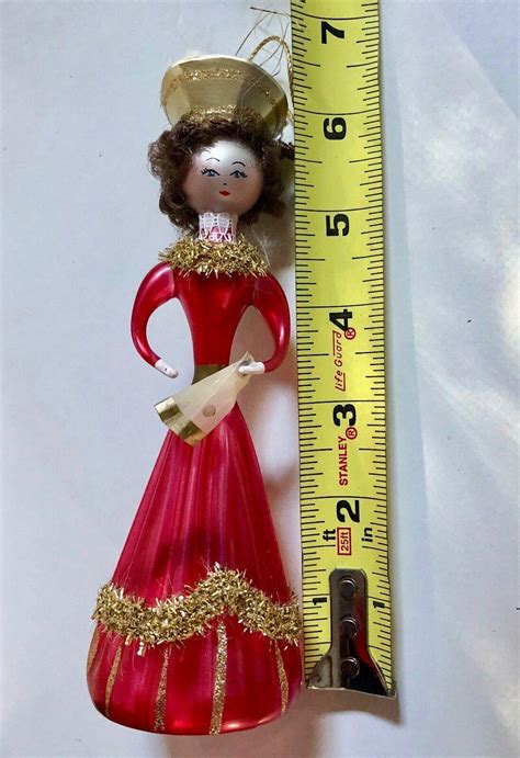 Vintage Soffieria De Carlini Hand Blown Glass Christmas Ornament Red Lady W Fan 3883998844