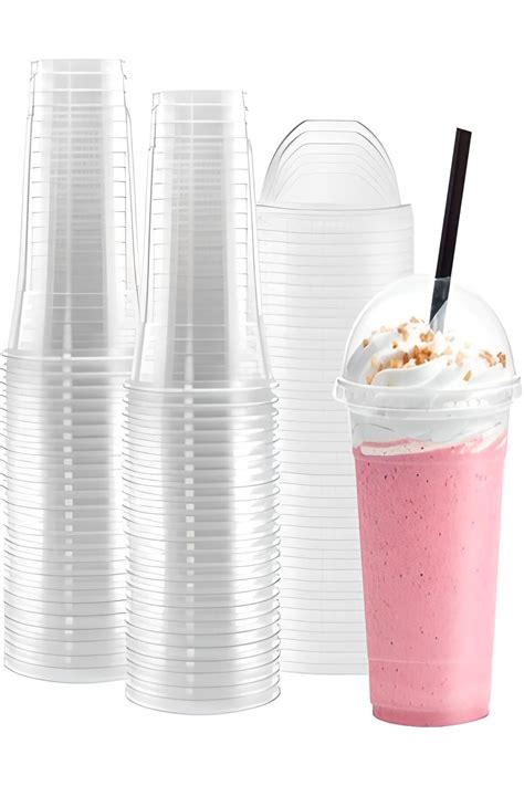 Parti Station Plastik Effaf Bardak Kapakl Milkshake Barda Kahve