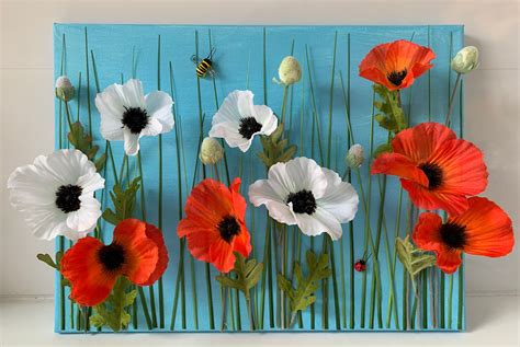 Poppy Canvas, 3D Wall Art, Floral Wall Hanging, Flower Art, Home Decor ...