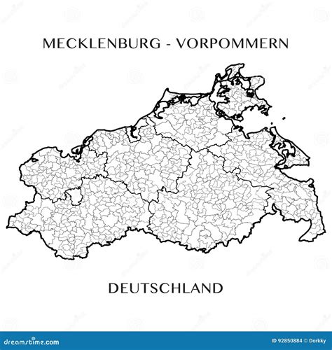 Vector Map Of The Federal State Of Mecklenburg Vorpommern Germany