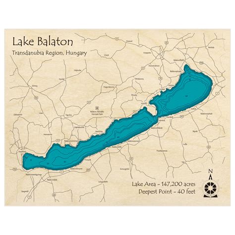 Lake Balaton 3D Custom Wood Map – Lake Art LLC