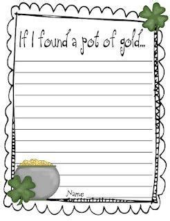 If I Found A Pot Of Gold Writing Paper Template Freebie March