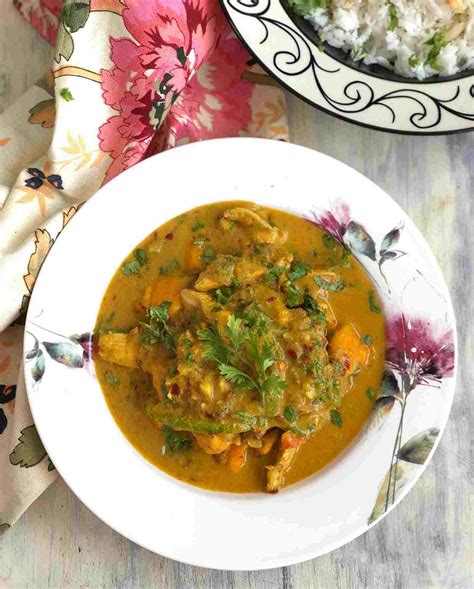 Thai Style Mango Chicken Coconut Curry Recipe By Archanas Kitchen