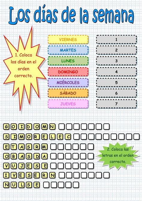 Fichas De Los D As De La Semana En Ingl S Fichas De Primaria