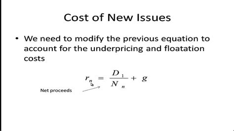 Cost Of Capital Issuing New Equity Youtube